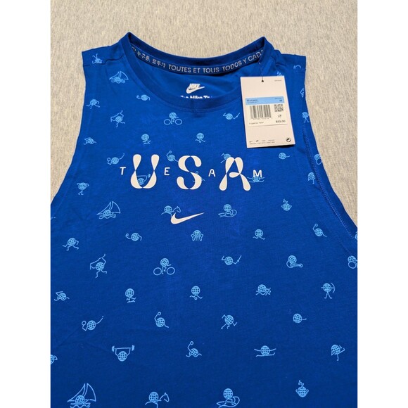Nike Tee Team USA Club Tank Top Shirt Womens Size Medium FN0879 Blue Retail $32 - Picture 2 of 6